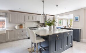 Belgravia and Wakefield Kitchen in Cashmere and Slate Blue by Kitchen Ergonomics