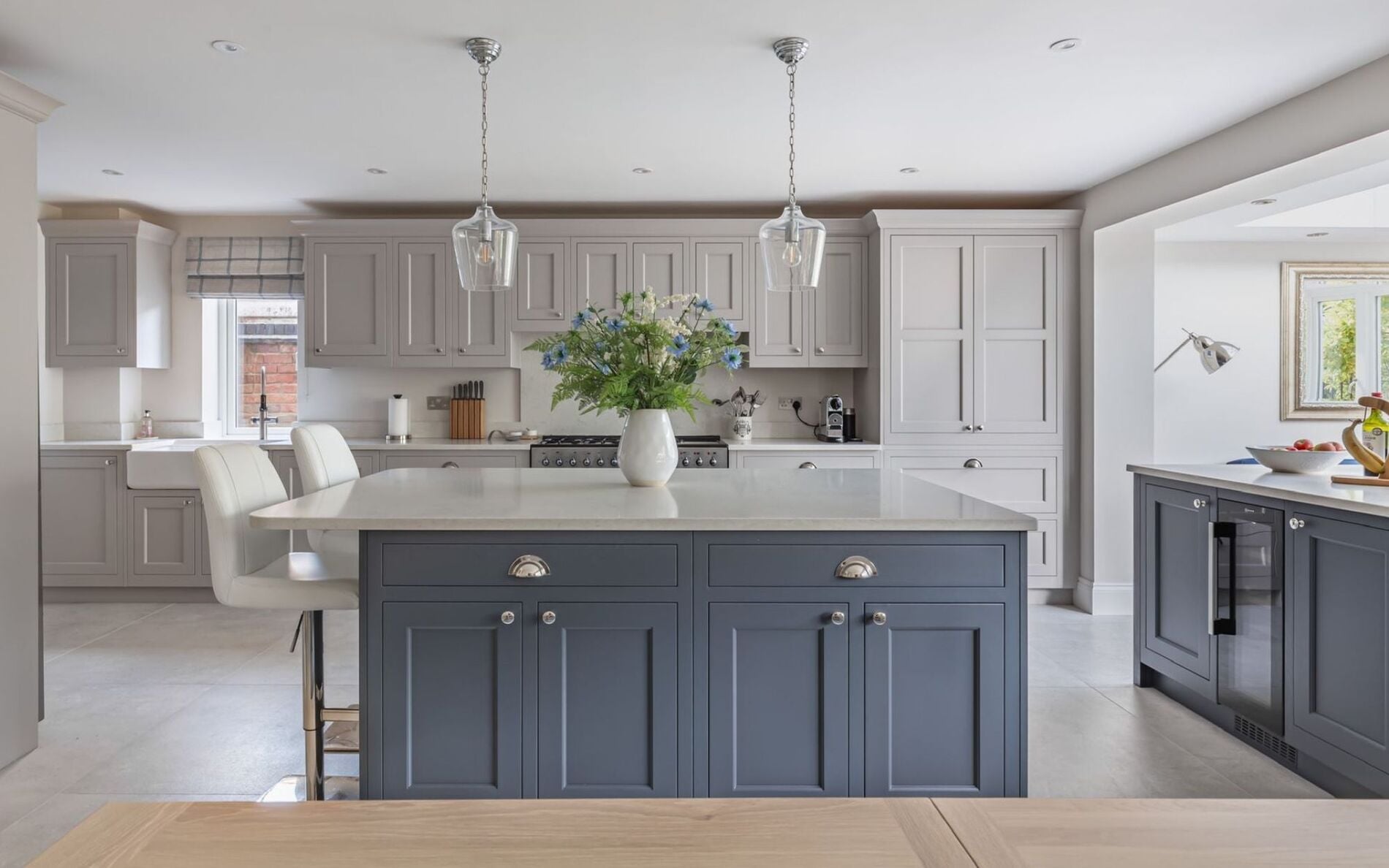 Belgravia and Wakefield Kitchen in Cashmere and Slate Blue by Kitchen Ergonomics