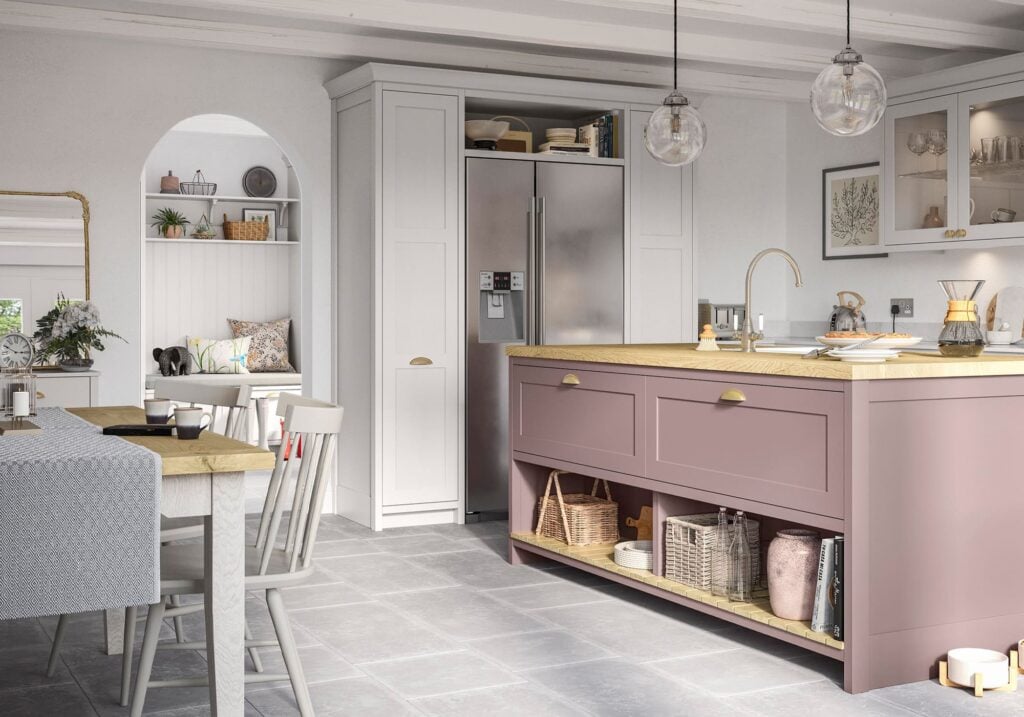Clifden Vintage Pink and Light Grey Kitchen by STORI
