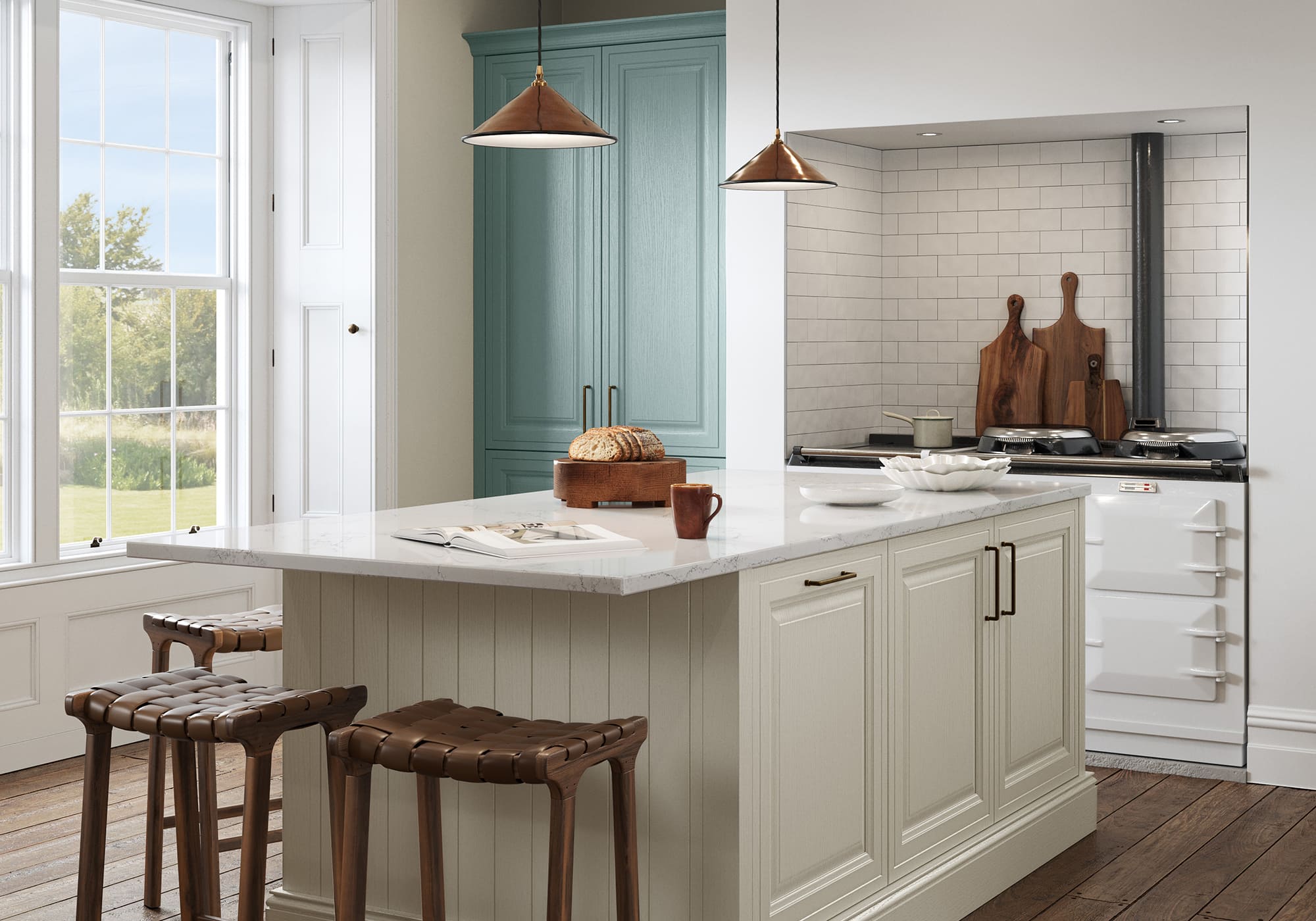 Jacobsen Taupe Grey and Light Teal Kitchen by STORI