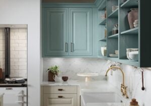 Jacobsen Taupe Grey and Light Teal Kitchen by STORI
