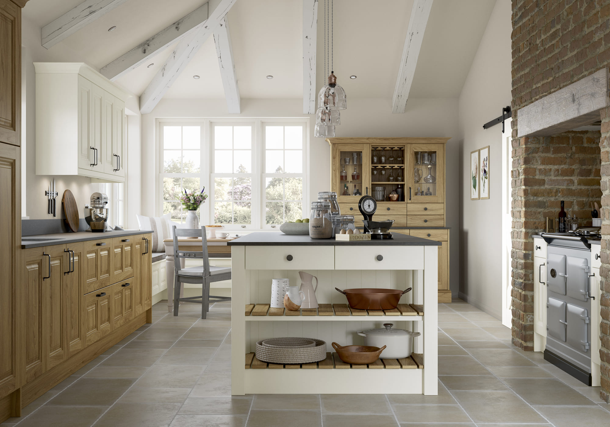 Jefferson Light Oak and Ivory Kitchen by STORI
