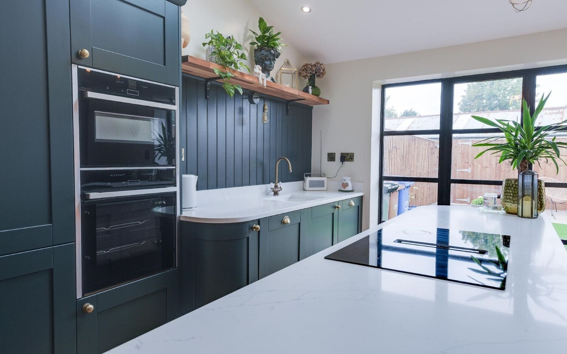 Madison Kitchen in Deep Forest and Vintage Pink by Homestyle Kitchens
