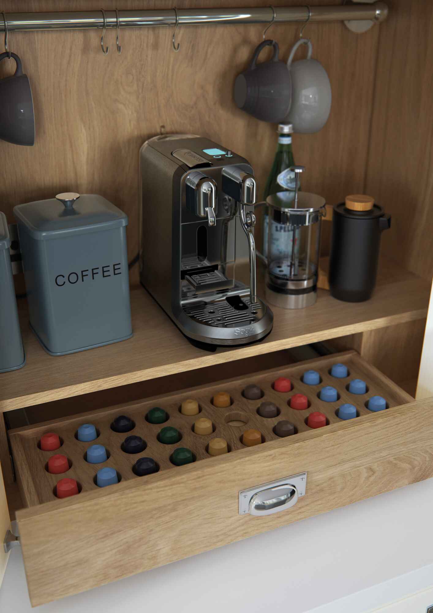 Solid Oak Coffee Pod Drawer