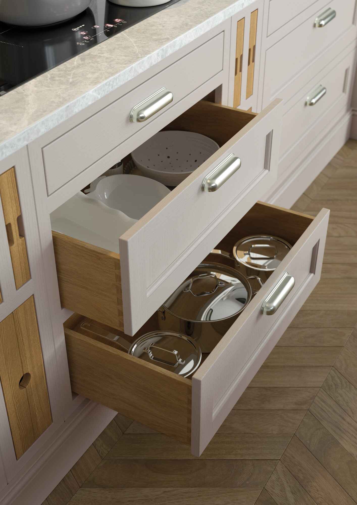 Solid Oak Pan Drawers