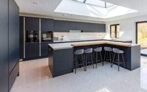 Zola Soft-Matte Kitchen in Indigo by Kitchen Ergonomics