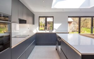 Zola Soft-Matte Kitchen in Indigo by Kitchen Ergonomics