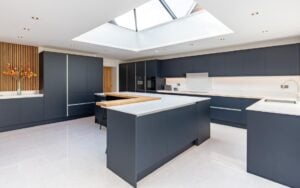 Zola Soft-Matte Kitchen in Indigo by Kitchen Ergonomics