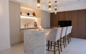Rezana & Zola Matte Kitchen in Espresso & Taupe Grey by Broomside Design