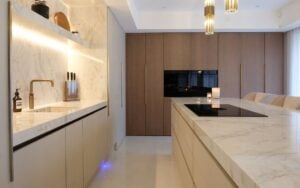 Rezana & Zola Matte Kitchen in Espresso & Taupe Grey by Broomside Design