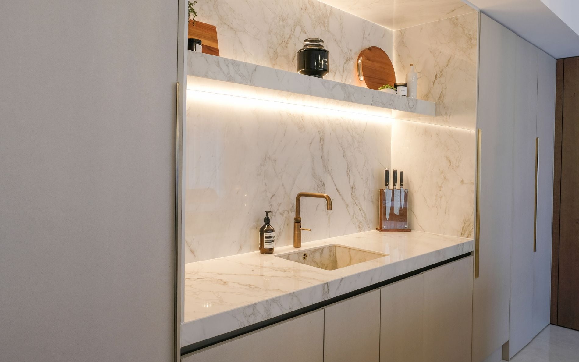 Rezana & Zola Matte Kitchen in Espresso & Taupe Grey by Broomside Design