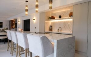 Rezana & Zola Matte Kitchen in Espresso & Taupe Grey by Broomside Design