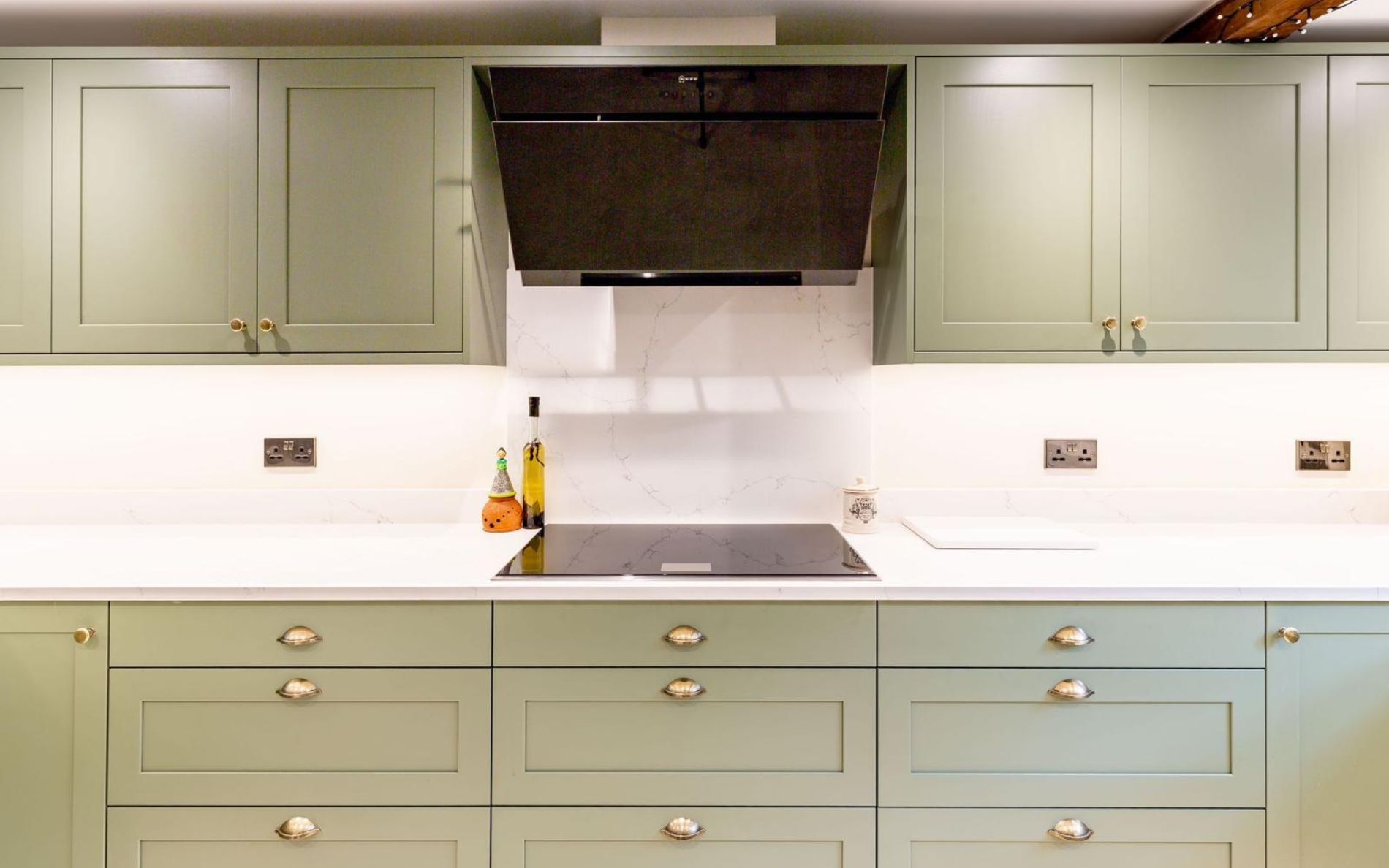 Aldana Kitchen in Colour Matched Green by Kitchen Ergonomics