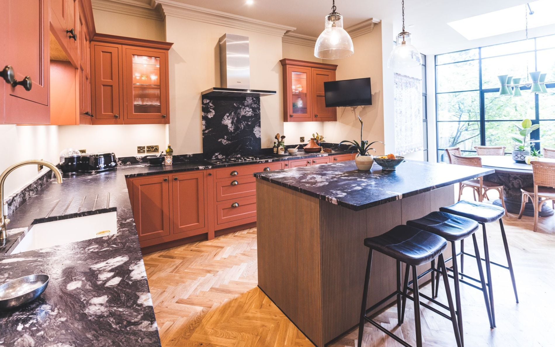 Belgravia Kitchen in Colour Matched Red by The Appliance Gallery