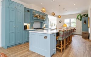 Belgravia Kitchen in Light Teal & Pantry Blue by Make Kitchens
