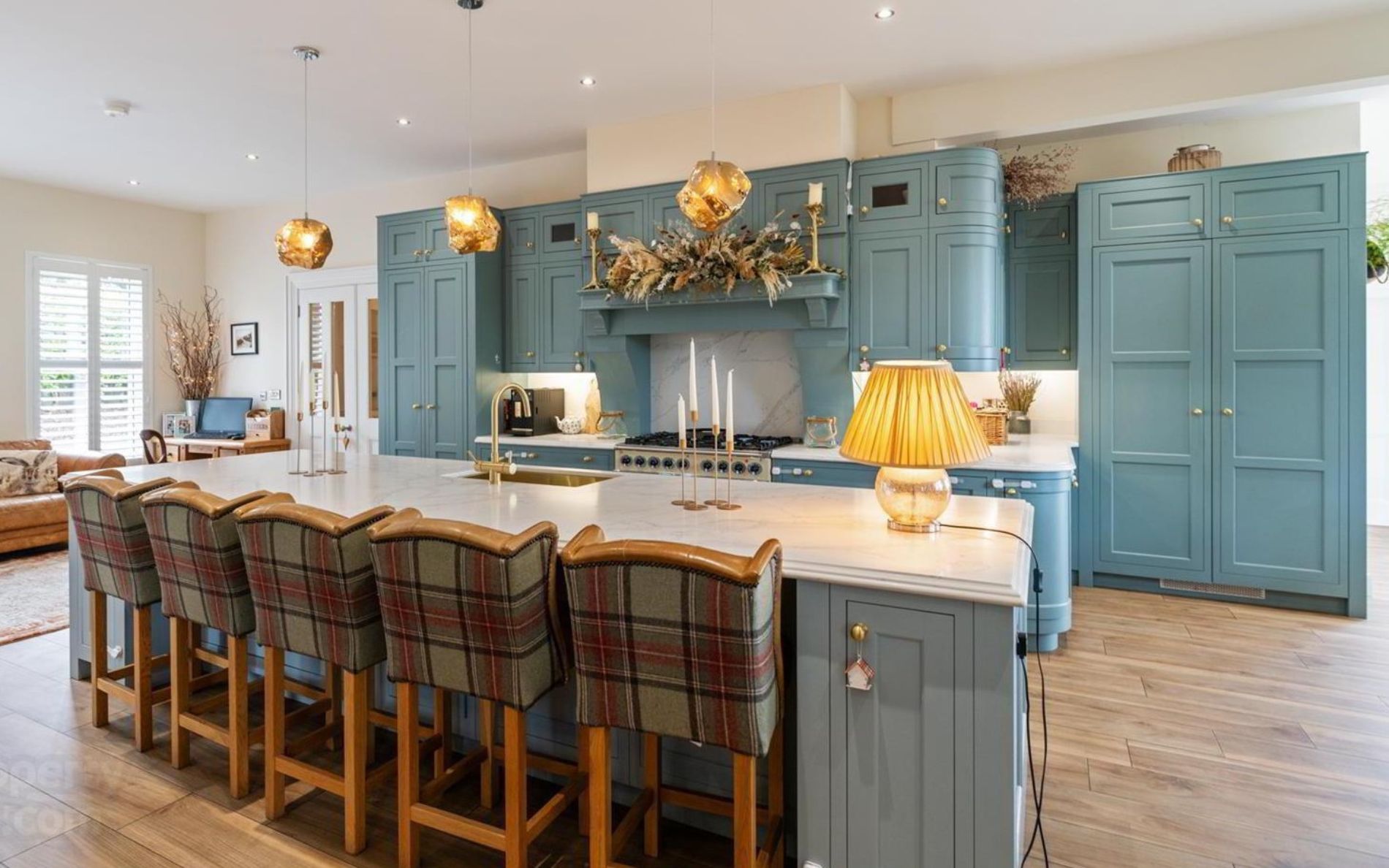 Belgravia Kitchen in Light Teal & Pantry Blue by Make Kitchens