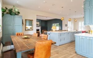 Belgravia Kitchen in Light Teal & Pantry Blue by Make Kitchens