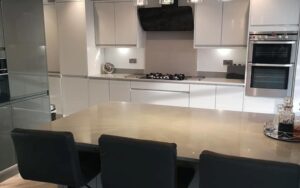 Strada Gloss Kitchen in Light Grey & Graphite by Saturn Interiors