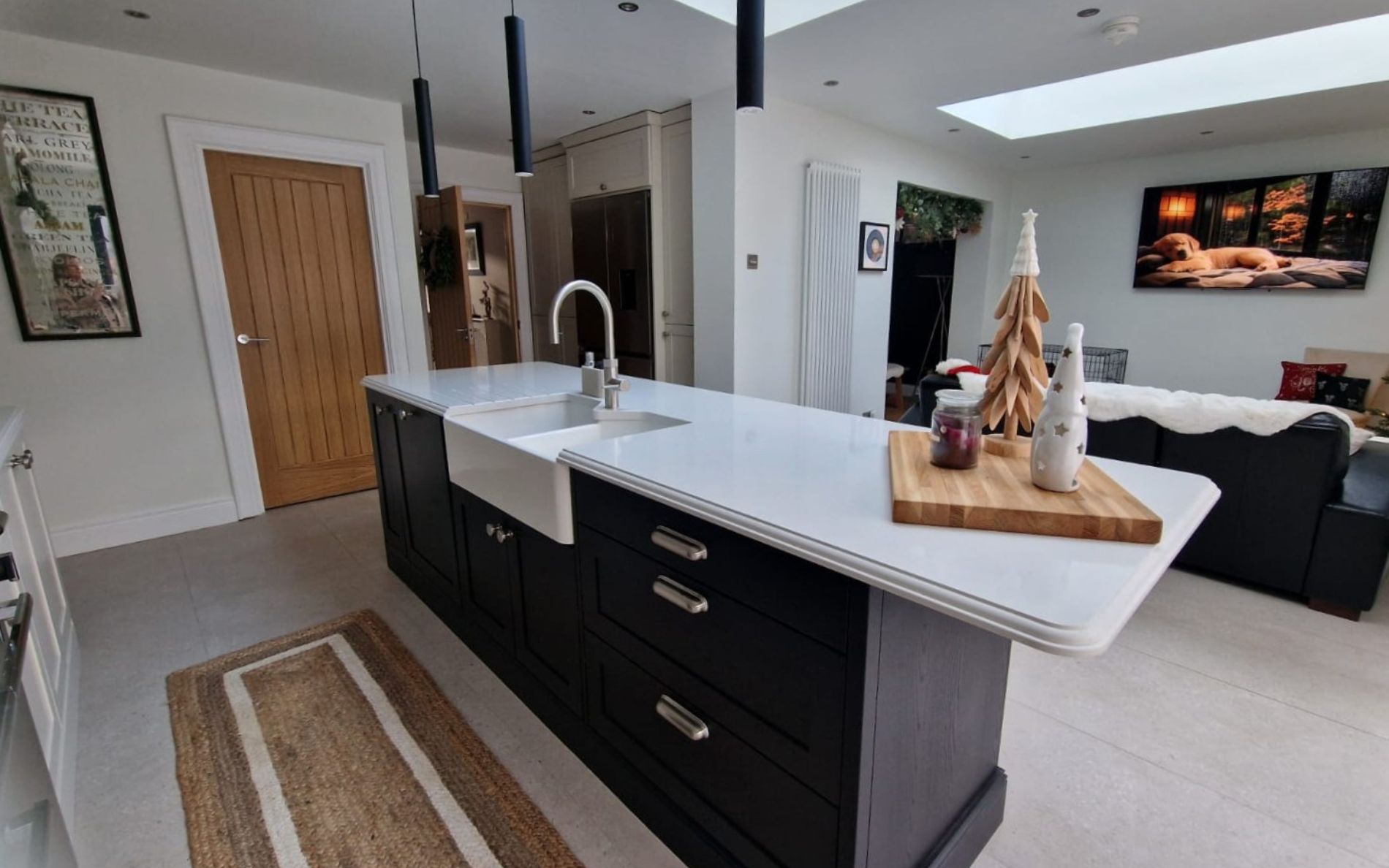 Aldana Kitchen in Shell & Cannon Black by Timeless Kitchens