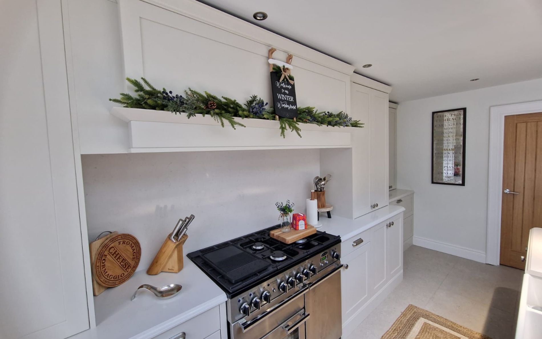 Aldana Kitchen in Shell & Cannon Black by Timeless Kitchens