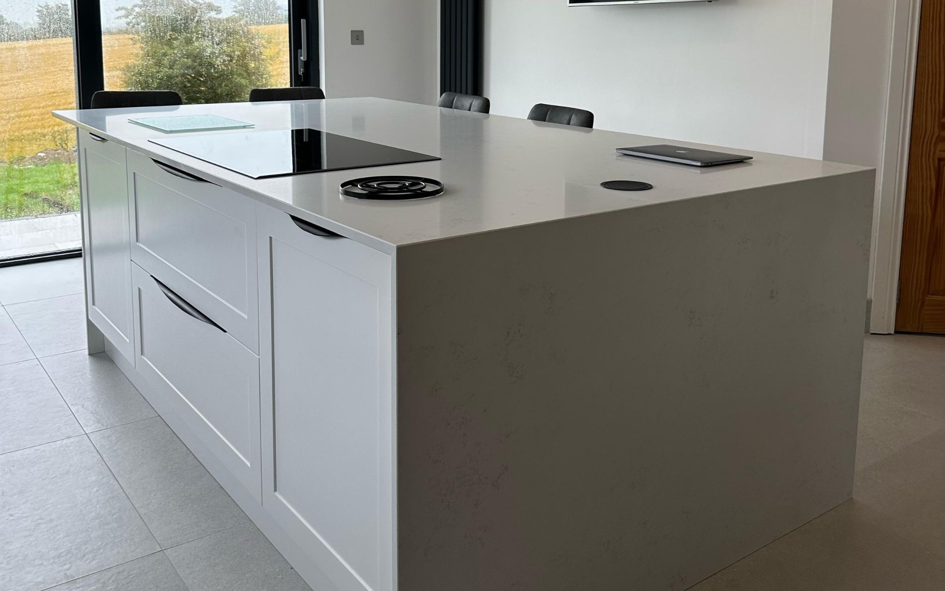 Clifden Kitchen in Brilliant White & Slate Blue by Ashwood Kitchen Design
