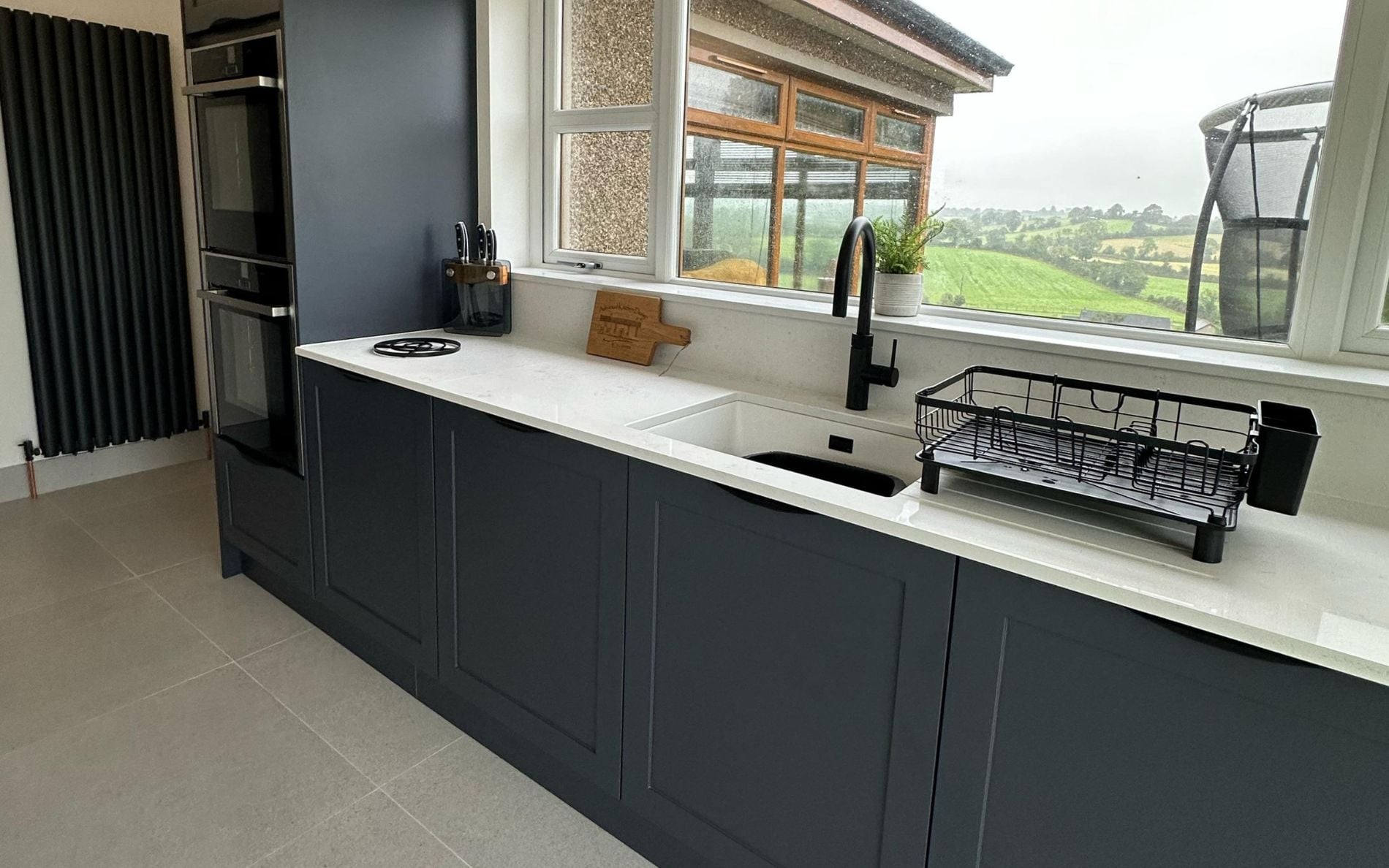 Clifden Kitchen in Brilliant White & Slate Blue by Ashwood Kitchen Design
