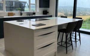Clifden Kitchen in Brilliant White & Slate Blue by Ashwood Kitchen Design