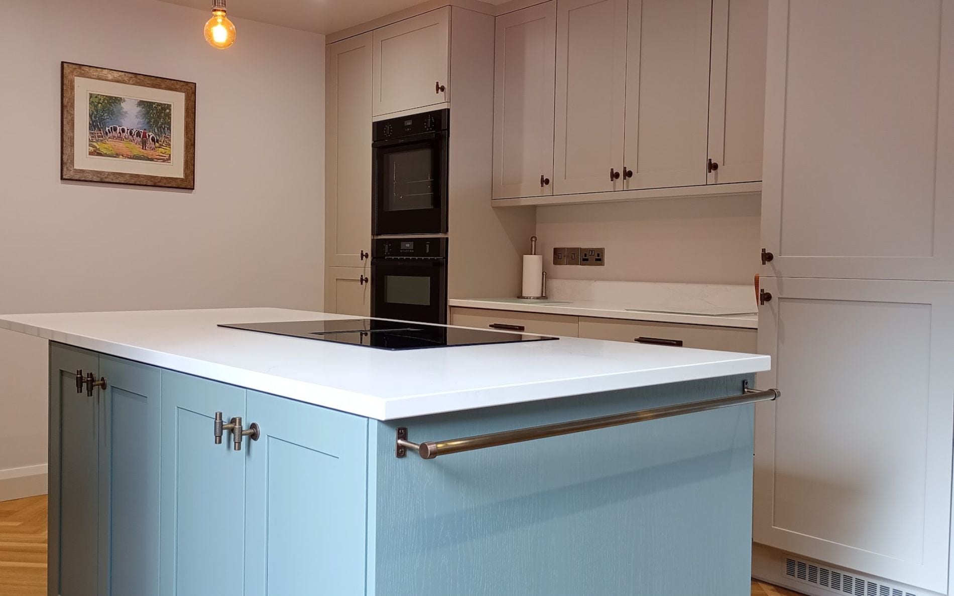 Aldana Kitchen in Taupe Grey & Reed Green by Hanna Bros