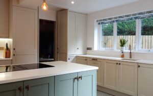 Aldana Kitchen in Taupe Grey & Reed Green by Hanna Bros
