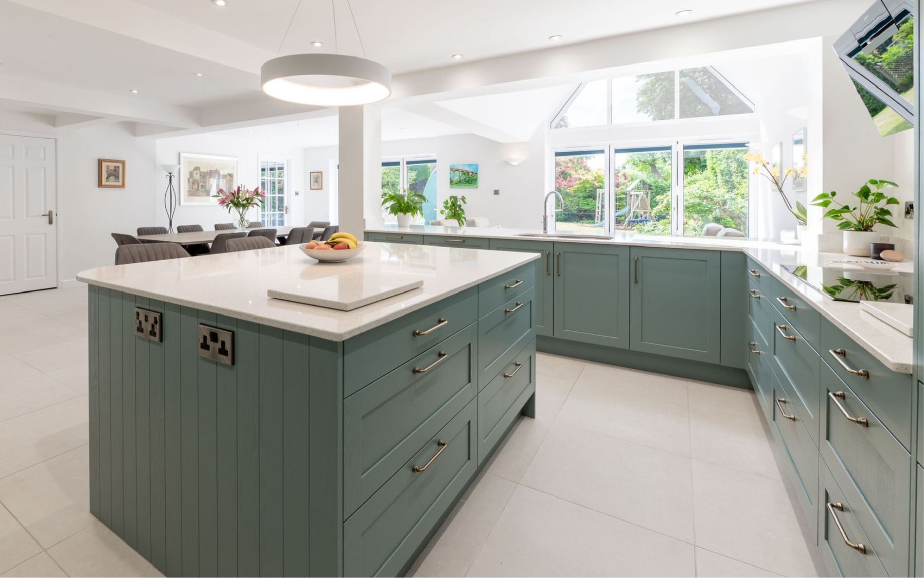 Aldana Kitchen in Light Teal by Kitchen Ergonomics