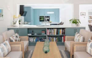 Aldana Kitchen in Light Teal by Kitchen Ergonomics