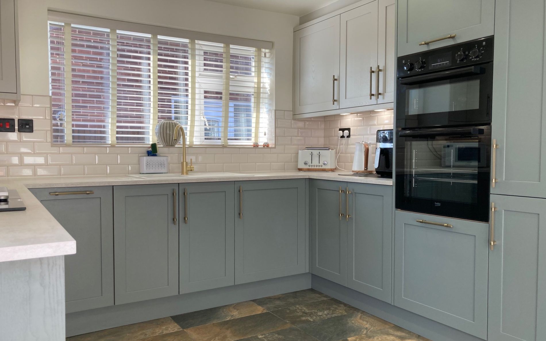 Aldana Kitchen in Reed Green & Taupe Grey by Project Room