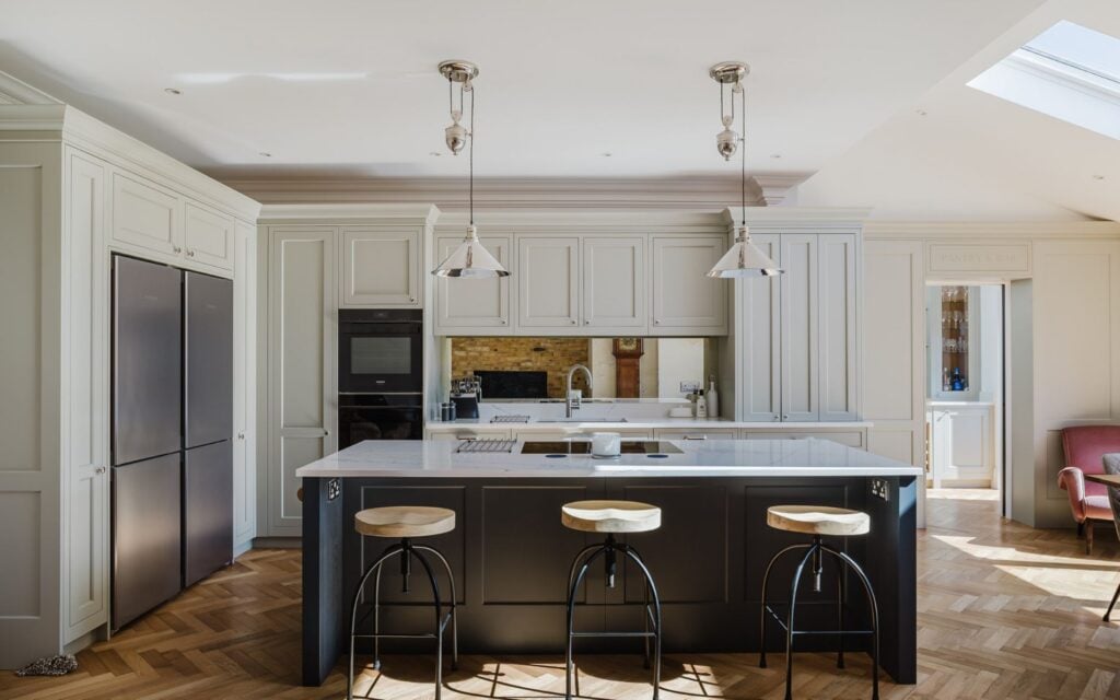 Belgravia Kitchen in Stone & Slate Blue by Kitchens By Design