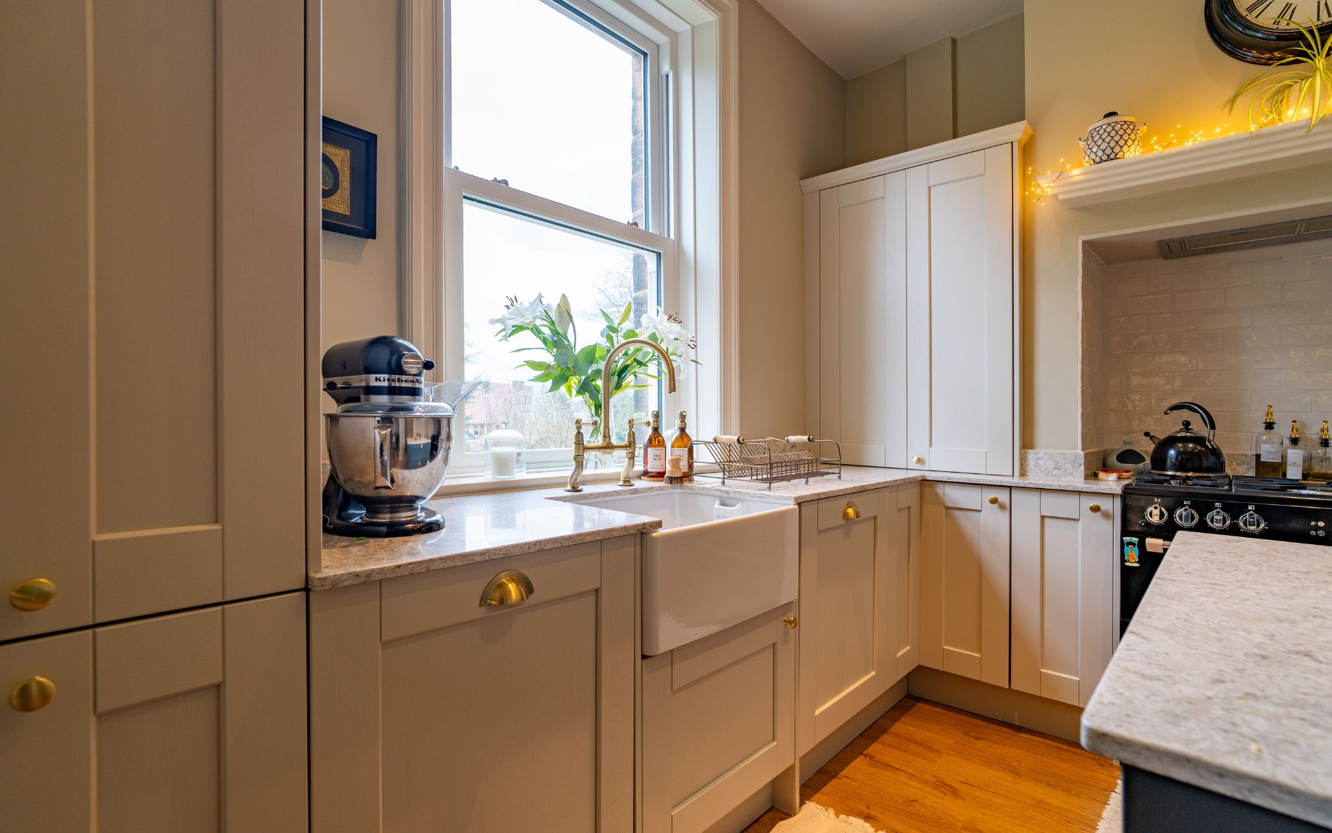 Kensington Kitchen in Mussel & Heritage Green by Creating Spaces