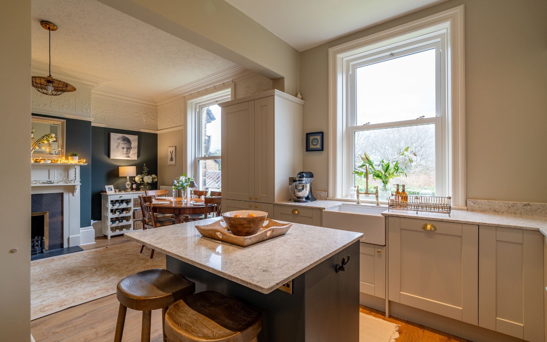 Kensington Kitchen in Mussel & Heritage Green by Creating Spaces