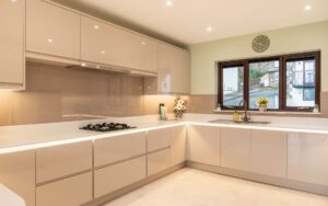 Strada Gloss Kitchen in Cashmere by Creating Spaces
