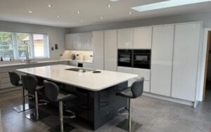 Strada Gloss Kitchen in Light Grey & Graphite by DCL Kitchens