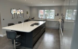 Strada Gloss Kitchen in Light Grey & Graphite by DCL Kitchens