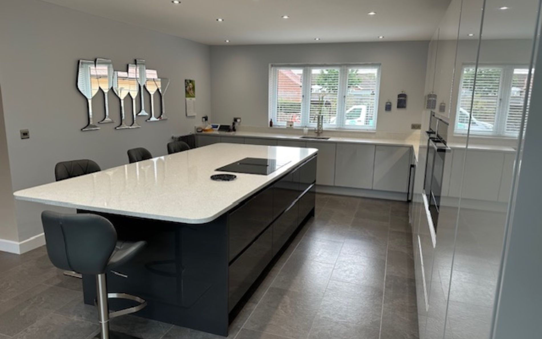 Strada Gloss Kitchen in Light Grey & Graphite by DCL Kitchens