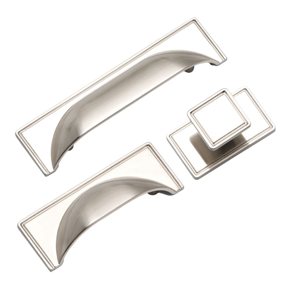 Brushed Nickel Cup Handles and Knob | STORI