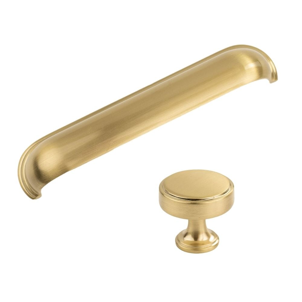 Brushed Satin Brass Cup and Knob | STORI