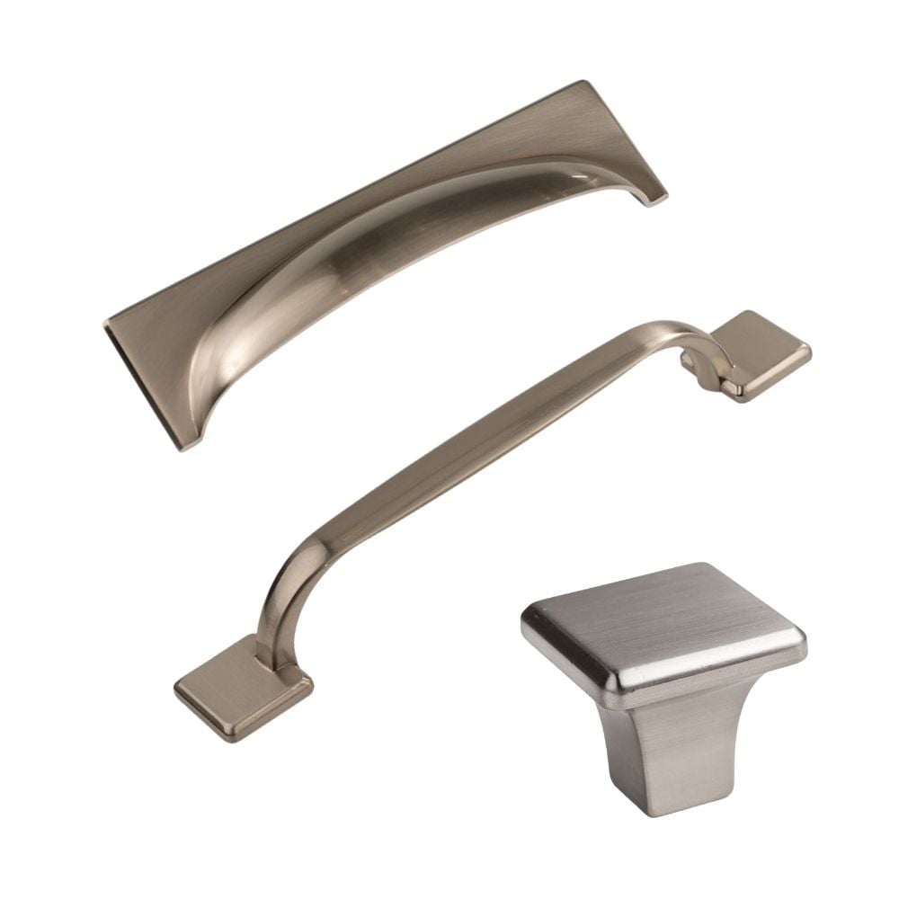 Brushed Satin Nickel Cup, D-Handle and Knob | STORI