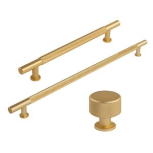 Satin Brass Bar Handles and Knob | STORI