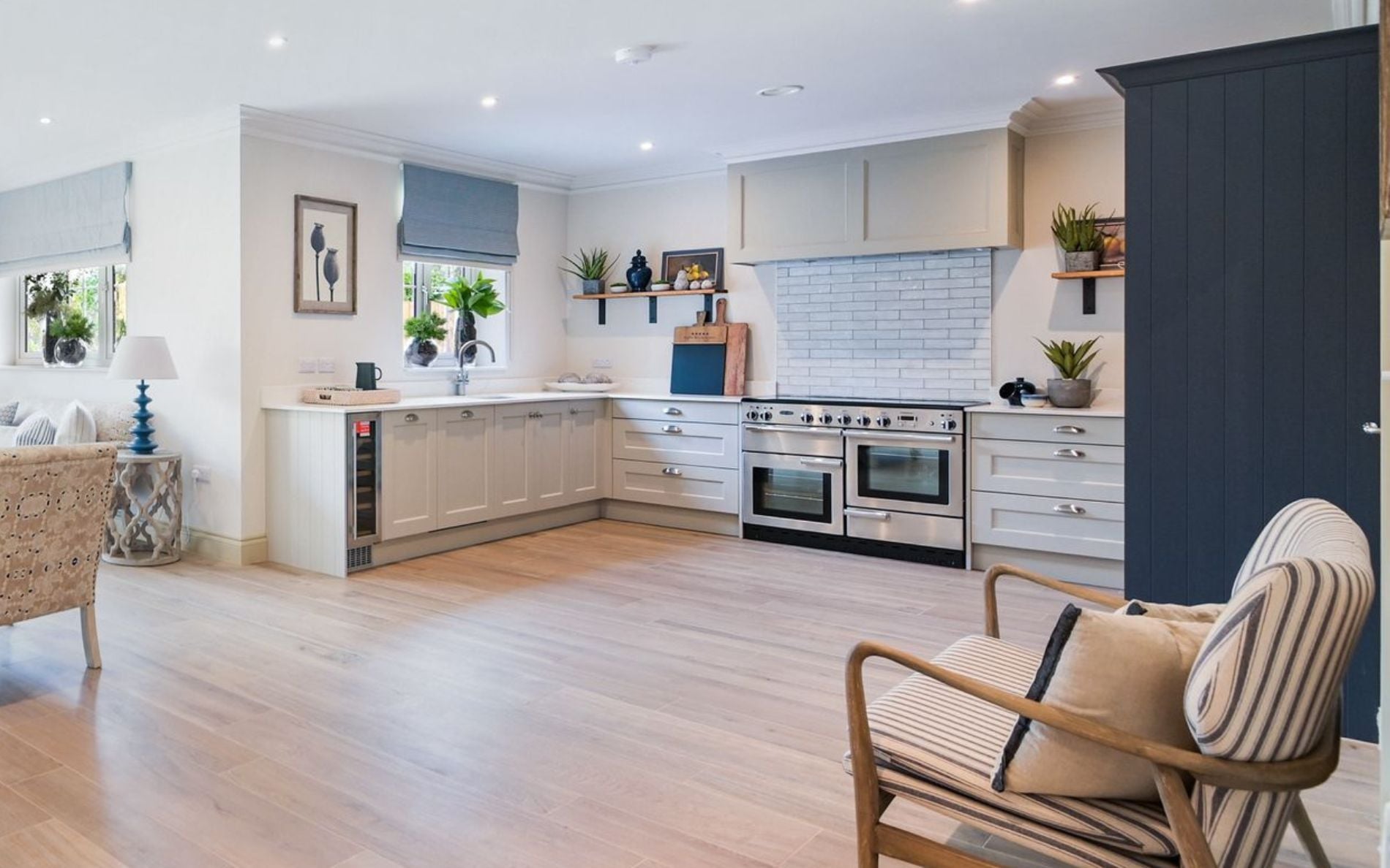 Wakefield Kitchen in Taupe Grey & Slate Blue by Silver Birch Kitchens