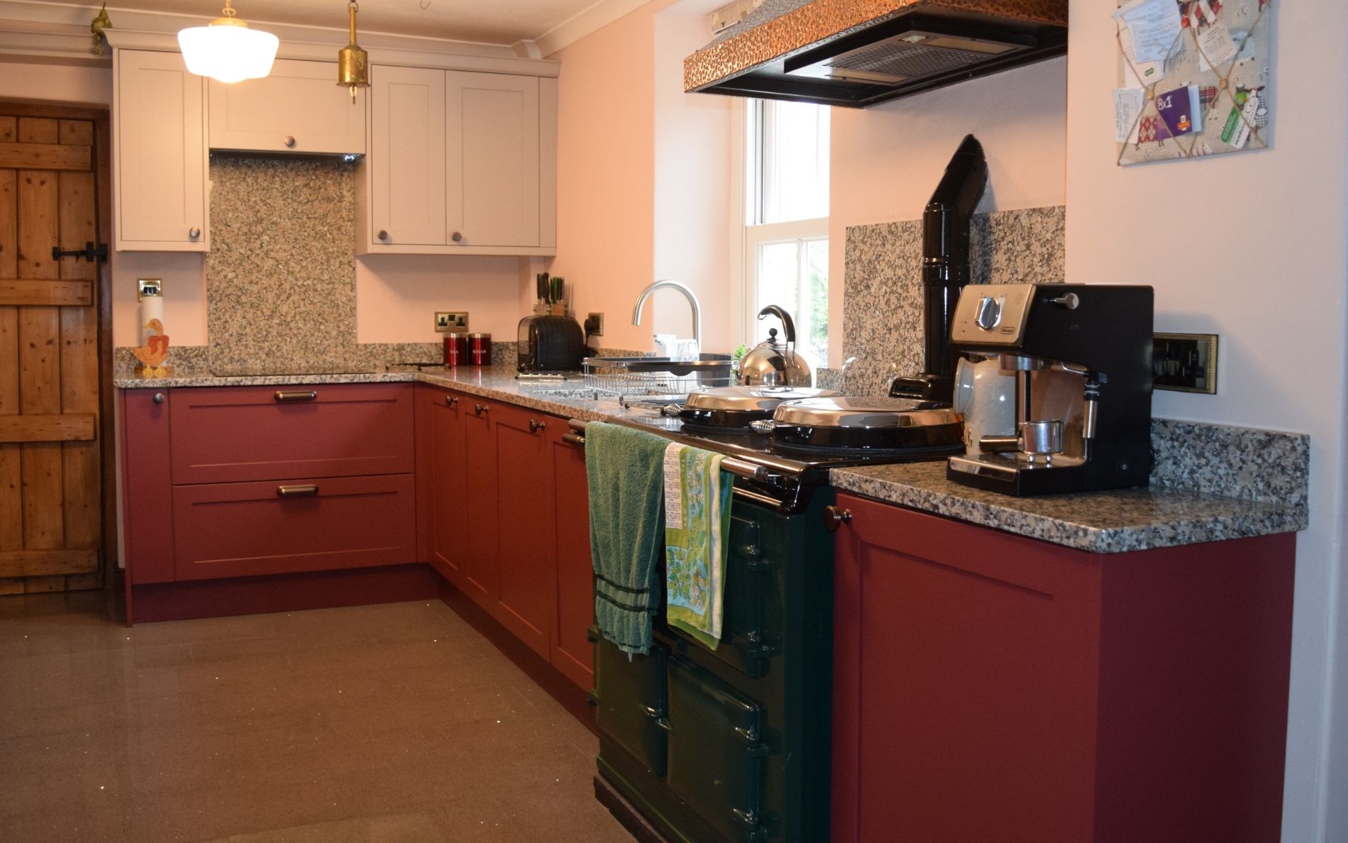 Aldana Kitchen in Antique Red & Cashmere by Walrow Kitchens