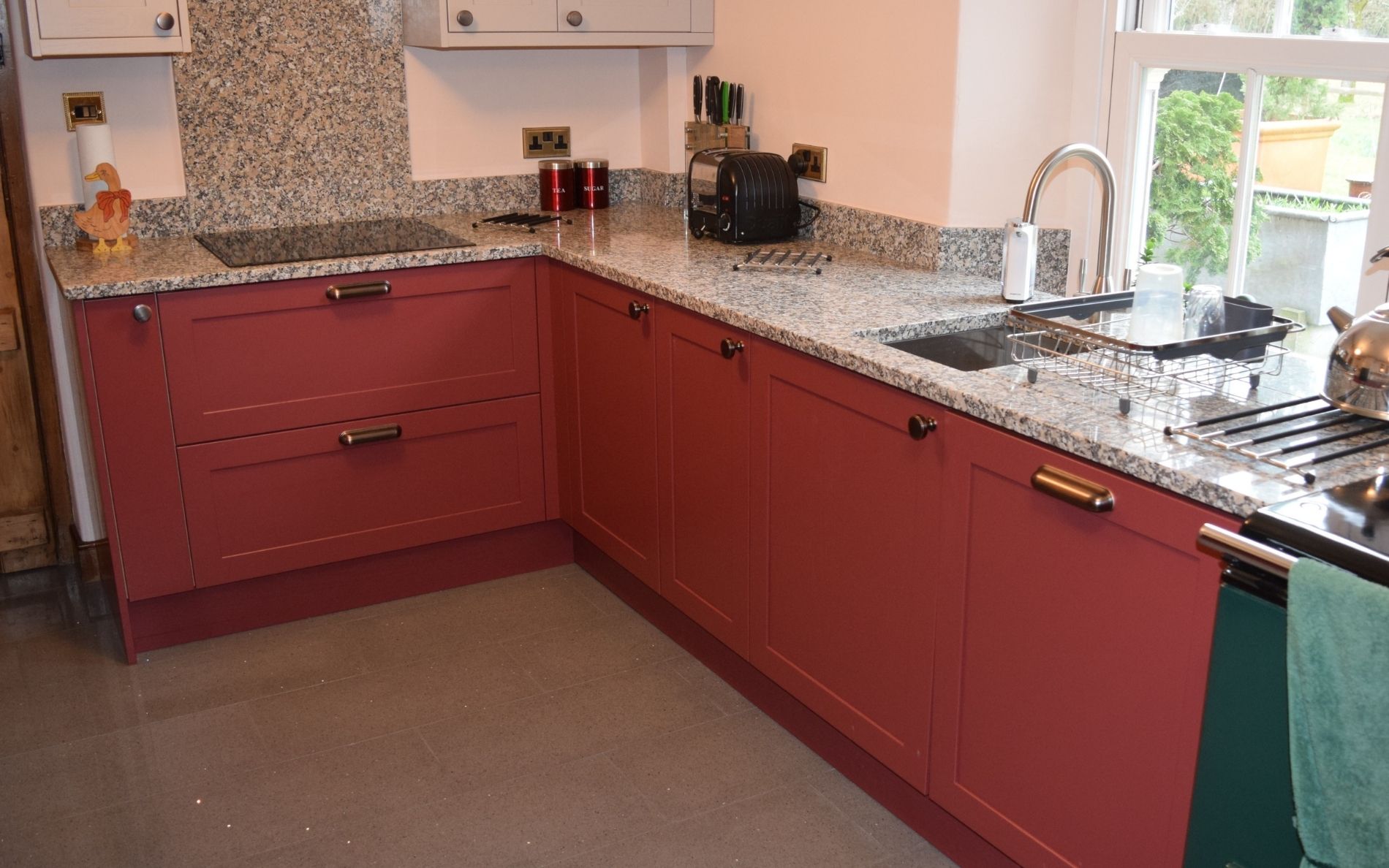 Aldana Kitchen in Antique Red & Cashmere by Walrow Kitchens