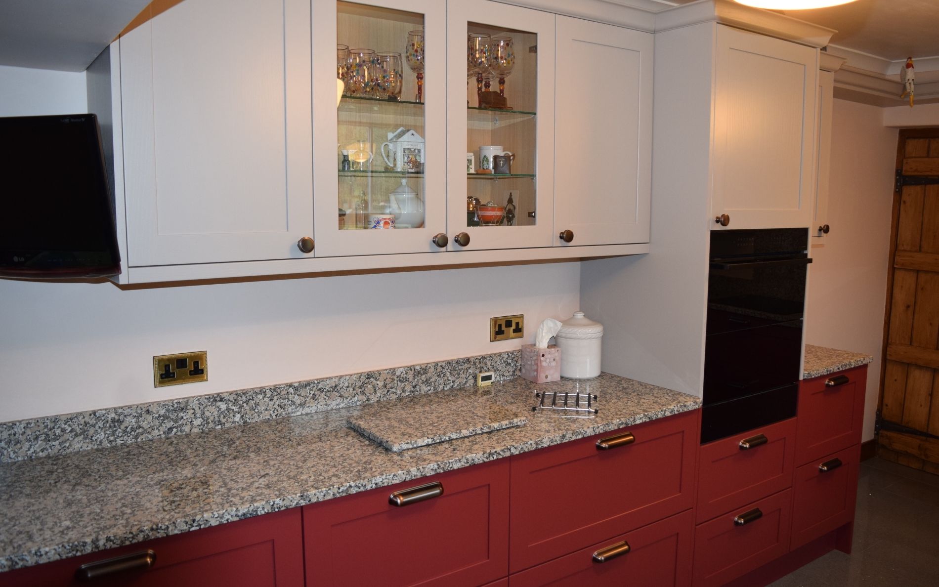 Aldana Kitchen in Antique Red & Cashmere by Walrow Kitchens
