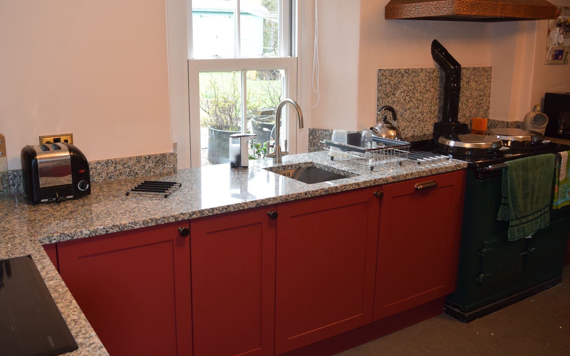 Aldana Kitchen in Antique Red & Cashmere by Walrow Kitchens