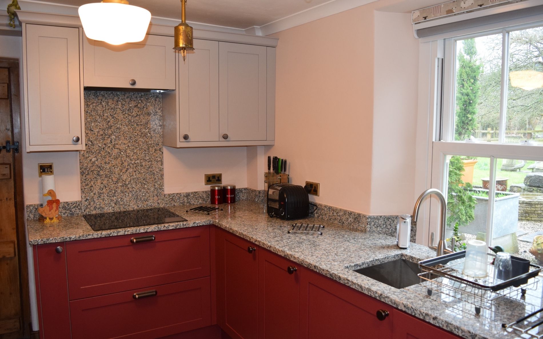 Aldana Kitchen in Antique Red & Cashmere by Walrow Kitchens