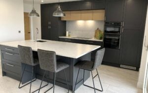 Aldana & Tavola Kitchen in Graphite & Parched Oak by Hanna Bros